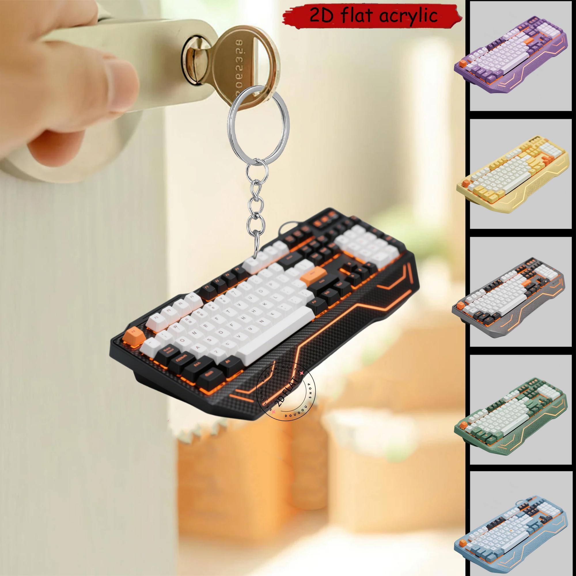 Tech Keychain Accessories - 2D 키보드 아크릴 키체인 귀여운 키캡
