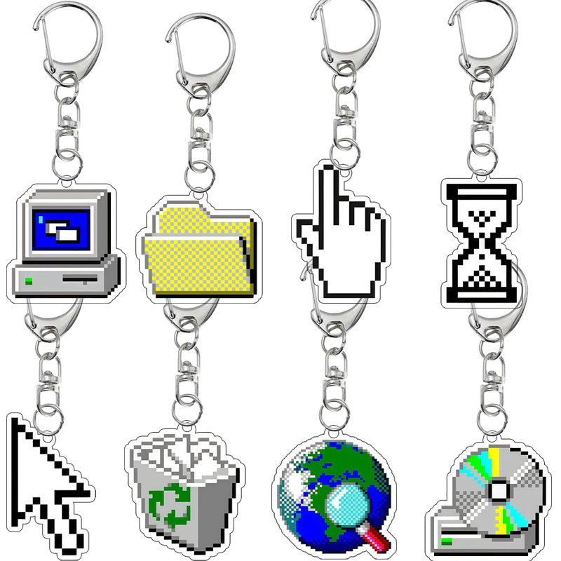창의적인 양면 인쇄 레트로 픽셀 아트 Y2K 감성 빈티 - Tech Keychain Accessories 리뷰 및 가격